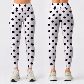 Sky Blue and Black Polka Dots for Yoga, Pilates, Commuting and Everyday Wear Leggings