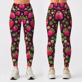 Bright Strawberry Garden for Yoga, Pilates, and Cheerful Everyday Summer Outings Leggings