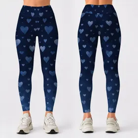 Navy Gradient Hearts for Yoga, Gym Workouts and Outdoor Running Leggings