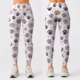 Multicolor Cat Paw Motifs for Yoga, Pilates, Gym Sessions and Everyday Casual Wear Leggings