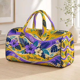 Golden Yellow Lavender Waves for Bright Summer Getaways and Weekend Escapes Quilted Weekend Bag