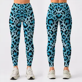 Aqua Leopard Spots for Yoga, Pilates, and Everyday City Style Leggings