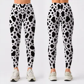 Black White Spotted Motif For Yoga Pilates And Everyday Activewear Style Leggings