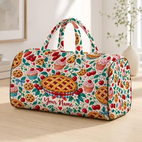 Cherry Pie, Cupcake & Cookie Treats for Sweet Picnic Getaways and Weekend Escapes Quilted Weekend Bag