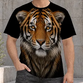 Realistic Tiger Face for Wildlife Fans, Outdoor Adventures and Everyday Style All-over Print Unisex T-shirt