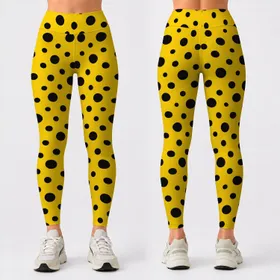 Sunny Yellow and Black Polka Dots for Playful Y2K Everyday Style and Weekend Wear Leggings