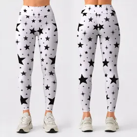 Black Star Motifs for Casual Everyday Style and Weekend Wear for Women Leggings