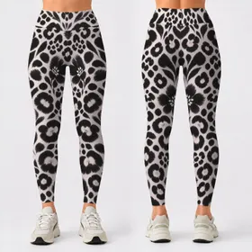 Black And White Floral Spot Motif For Everyday Casual Style And Weekend Wear For Her Leggings