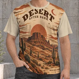 Desert Canyon Sunset And Saguaro Wilderness For Boho Outdoor Adventures For Women All-over Print Unisex T-shirt
