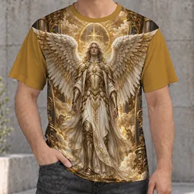 Golden Winged Angel for Everyday Comfort, Quiet Moments at Home and Relaxed Weekends All-over Print Unisex T-shirt