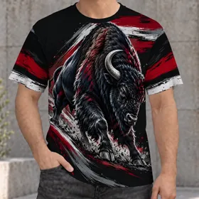 Charging Buffalo Mascot Artwork For Game Day And Stadium Fans Who Love Football All-over Print Unisex T-shirt
