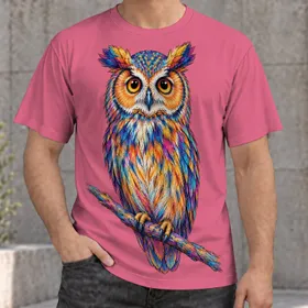 Colorful Owl for Everyday Nature Lovers, Woodland Walks, and Birdwatchers of All Ages All-over Print Unisex T-shirt