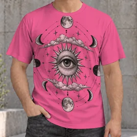 Celestial Eye and Moon Phases for Everyday Mystic Style, Astrology Gifts and Stargazers All-over Print Unisex T-shirt