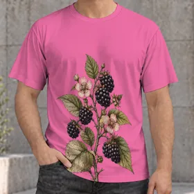 Blackberry Botanical Branch for Casual Garden Days and Nature Lovers of All Ages All-over Print Unisex T-shirt