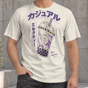 Purple Bubble Tea Cup for Cozy Cafe Days and Summer Treats for Milk Tea Fans All-over Print Unisex T-shirt