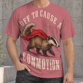 Red-Caped Badger Adventure for Nature Lovers, Casual Days, and Outdoor Fun All-over Print Unisex T-shirt