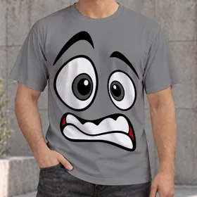 Angry Cartoon Face With Crooked Grin for Bold Everyday Street Style All-over Print Unisex T-shirt