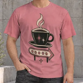 Steaming Coffee Cup Sign for Cozy Cafe Days and Everyday Casual Style for Coffee Lovers All-over Print Unisex T-shirt