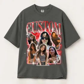 Personalized Bootleg Tee – Custom Photos & Name, 90s Chrome Lightning Photo Collage Birthday Gift