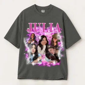 Personalized Bootleg Tee – Custom Photos & Name, Y2K Chrome Letters Electric Lightning Birthday Gift