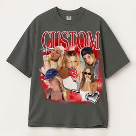 Personalized Bootleg Tee – Custom Photos & Name, Y2K Chrome Disco Ball Photo Collage Birthday Gift