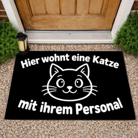 German Cat Face And Witty Saying For Cat Lover Home Entryways And Feline Households Doormat