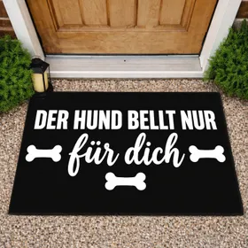 German Dog Barking Saying With Bone Accents for Pet Lovers and Dog Owner Households Doormat