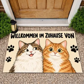 German Welcome Cats and Paw Prints for Cozy Pet-Loving Homes and Cat Owners Decor Doormat