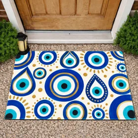 Blue Evil Eye Talismans for a Colorful, Protective Everyday Entryway Doormat