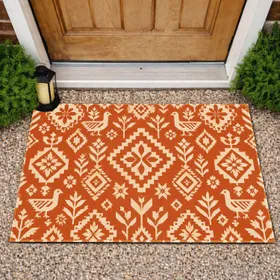Rust And Ivory Bohemian Folk Geometry For Cozy Entryways And Relaxed Global Homes Doormat