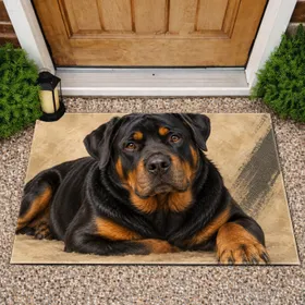 Rottweiler Portrait for Cozy Pet-Loving Homes and Welcoming Everyday Entryways Doormat