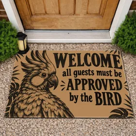 Parrot Welcome All Guests Approved by the Bird Entryway Humor for Bird Lover Homes Doormat
