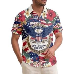 Bald Eagle American Flag 1776-2026 - USA 250th Anniversary Tropical Design Hawaiian Shirt