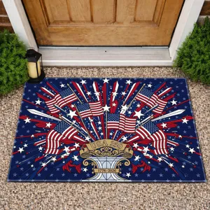 Stained Glass USA 250 American Flag - 1776-2026 Anniversary Patriotic Display Doormat