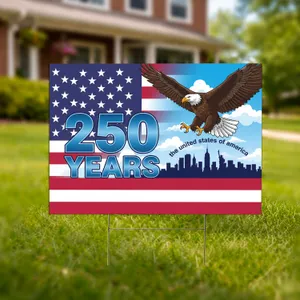 Bald Eagle American Flag NYC Skyline 250 Years - United States 1776-2026 Anniversary Yard Sign