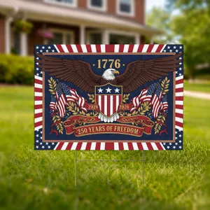 Bald Eagle American Flag 1776-2026 Shield - USA 250th Anniversary Celebration Yard Sign