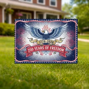Bald Eagle American Flag 1776-2026 USA 250th Anniversary Freedom Fireworks Star Border Yard Sign