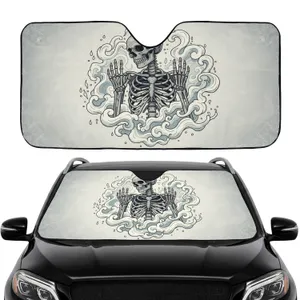 Gothic Skeleton Skull Bony Hands Transparent Surface Ethereal Mist - Eerie Lifestyle Gift Car Sunshade