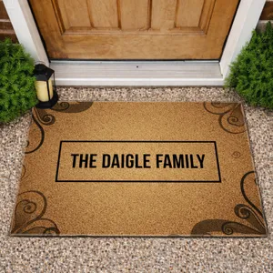 Custom Family Name Text Crisp Border  - Family Home Display Gift Doormat