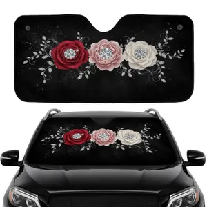 Diamonds Rose Peony Camellia Flowers - Car Decor Gift Car Sunshade