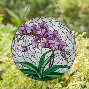Phalaenopsis Orchid Blooms Home Decor Gift for Orchid Lover Stained Glass Suncatcher