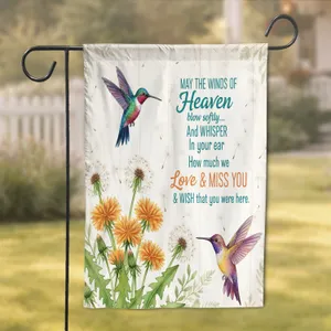Hummingbird Dandelion May The Winds Of Heaven Quote - Memorial Remembrance Gift Garden Flag