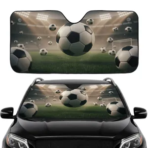 Classic Footballs Soccer Field Stadium Car Interior Upgrade for Soccer Fans Car Sunshade