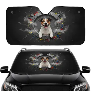 Tri-Color Jack Russell Terrier Cracked Stone Portal Car Interior Upgrade Dog Lover Gift Car Sunshade