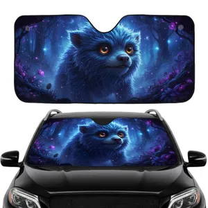 Blue Fur Creature Orange Bug-Eyes Cosmic Nebula Car Interior Upgrade Fantasy Lover Gift Car Sunshade