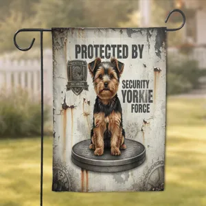 Fluffy Yorkshire Terrier Security Force Shield - Dog Lover Home Decor Gift Garden Flag
