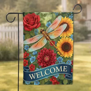 Iridescent Dragonfly Garden Welcome - Home Decor Gift Garden Flag