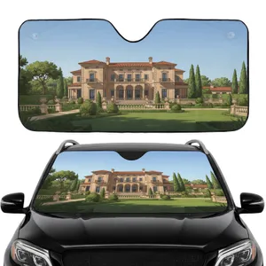 Terracotta Roof Classical Mediterranean Mansion Gardens - Car Interior Upgrade Car Sunshade
