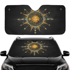 Sacred Geometry Sun Moon Astrological Symbols - Road Trip Car Interior Upgrade Car Sunshade