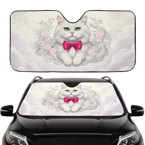 Majestic Persian Cat Emerald Eyes Hot Pink Bow Tie - Car Interior Upgrade Gift Car Sunshade